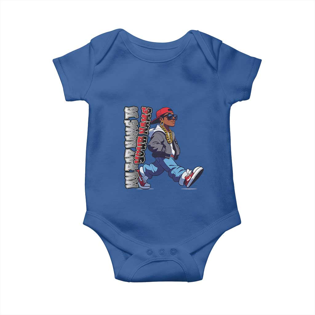 Personalized Hip Hop Rapper Baby Onesie Custom Name My Rap Name Is TS09 Royal Blue Print Your Wear