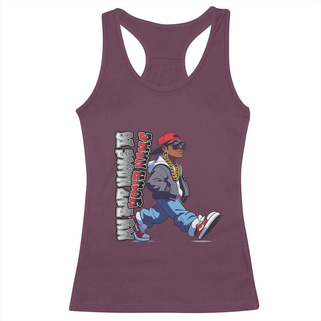 Personalized Hip Hop Rapper Racerback Tank Top Custom Name My Rap Name Is TS09 Maroon Print Your Wear