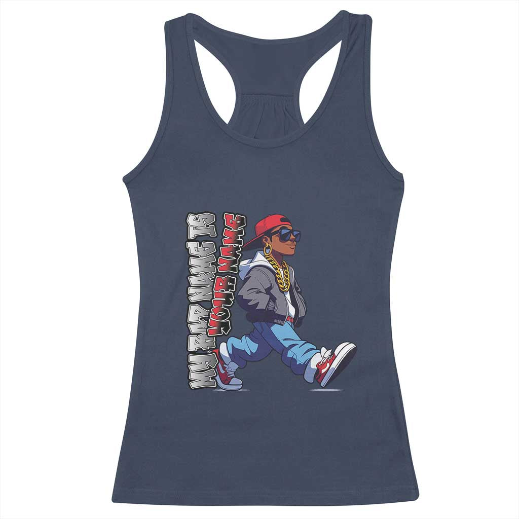 Personalized Hip Hop Rapper Racerback Tank Top Custom Name My Rap Name Is TS09 Navy Print Your Wear