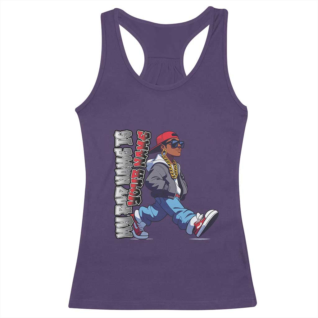 Personalized Hip Hop Rapper Racerback Tank Top Custom Name My Rap Name Is TS09 Purple Print Your Wear