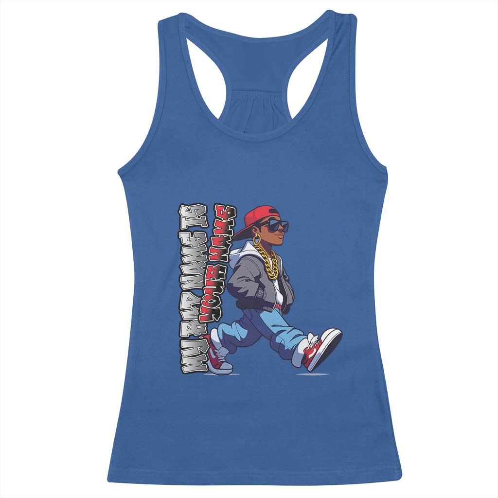 Personalized Hip Hop Rapper Racerback Tank Top Custom Name My Rap Name Is TS09 Royal Blue Print Your Wear