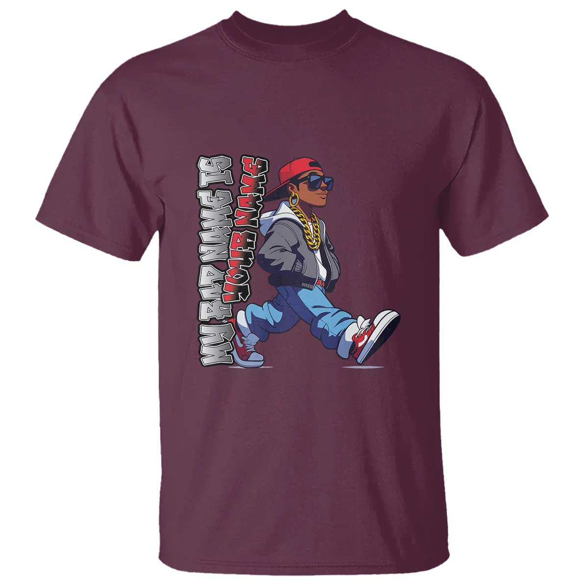 Personalized Hip Hop Rapper T Shirt Custom Name My Rap Name Is TS09 Maroon Print Your Wear