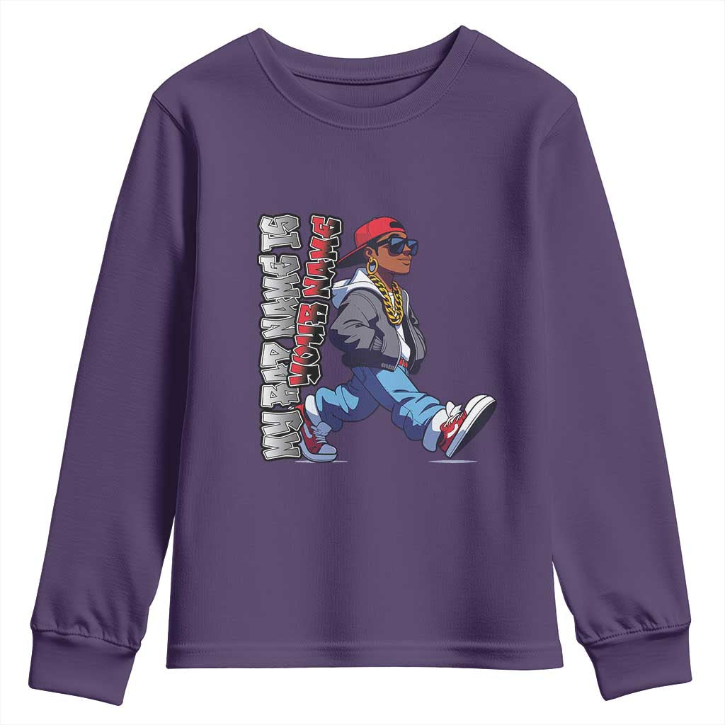 Personalized Hip Hop Rapper Youth Sweatshirt Custom Name My Rap Name Is TS09 Purple Print Your Wear