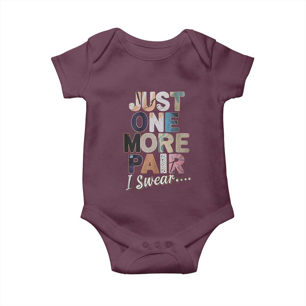 Sneaker Lover Baby Onesie Just One More Pair I Swear TS09 Maroon Print Your Wear