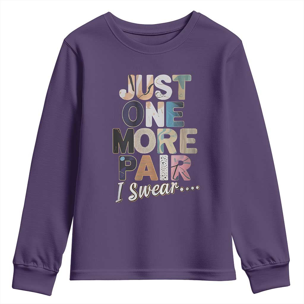 Sneaker Lover Youth Sweatshirt Just One More Pair I Swear TS09 Purple Print Your Wear