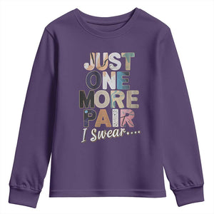 Sneaker Lover Youth Sweatshirt Just One More Pair I Swear TS09 Purple Print Your Wear