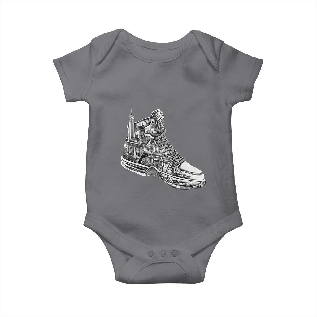Sneaker Lover Baby Onesie Graphic New York Travel SNKR TS09 Charcoal Print Your Wear