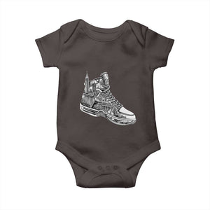 Sneaker Lover Baby Onesie Graphic New York Travel SNKR TS09 Dark Chocolate Print Your Wear