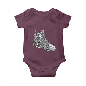 Sneaker Lover Baby Onesie Graphic New York Travel SNKR TS09 Maroon Print Your Wear