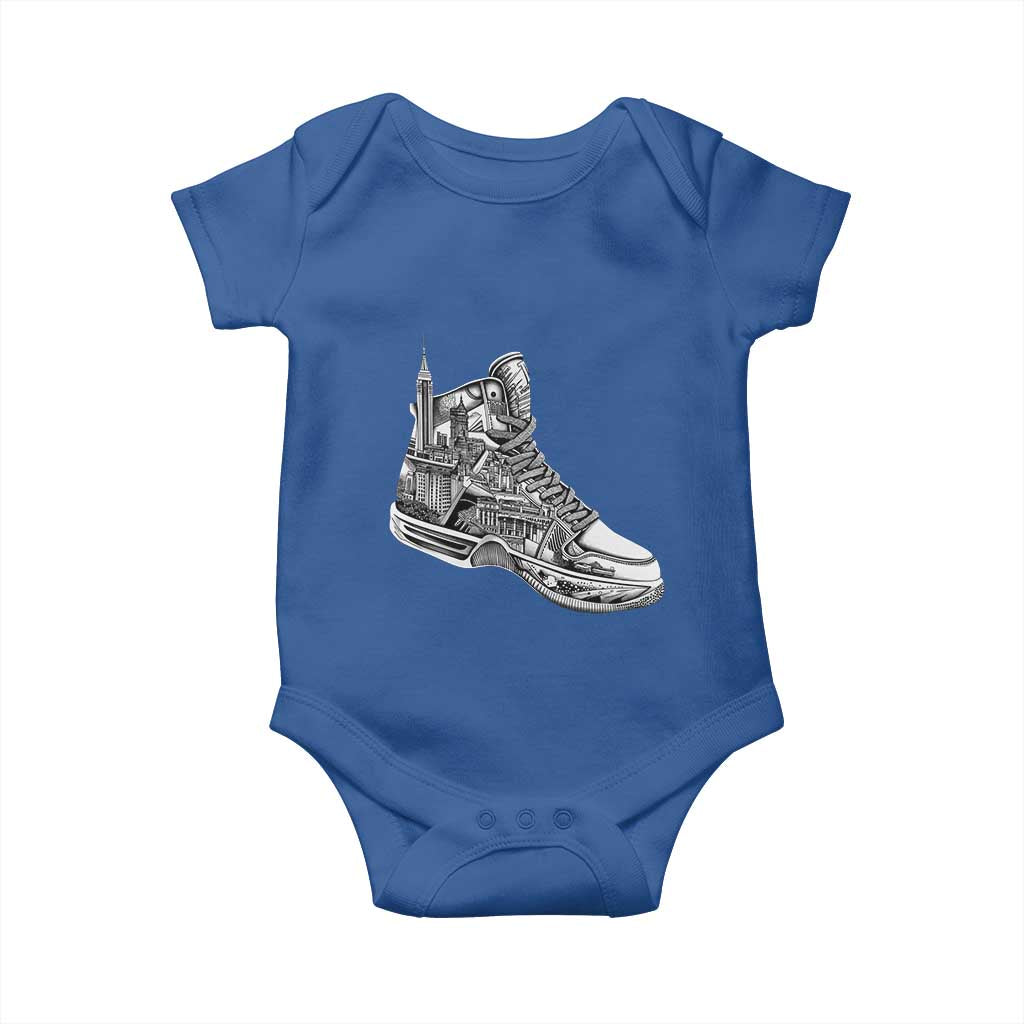 Sneaker Lover Baby Onesie Graphic New York Travel SNKR TS09 Royal Blue Print Your Wear