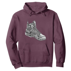 Sneaker Lover Hoodie Graphic New York Travel SNKR TS09 Maroon Print Your Wear