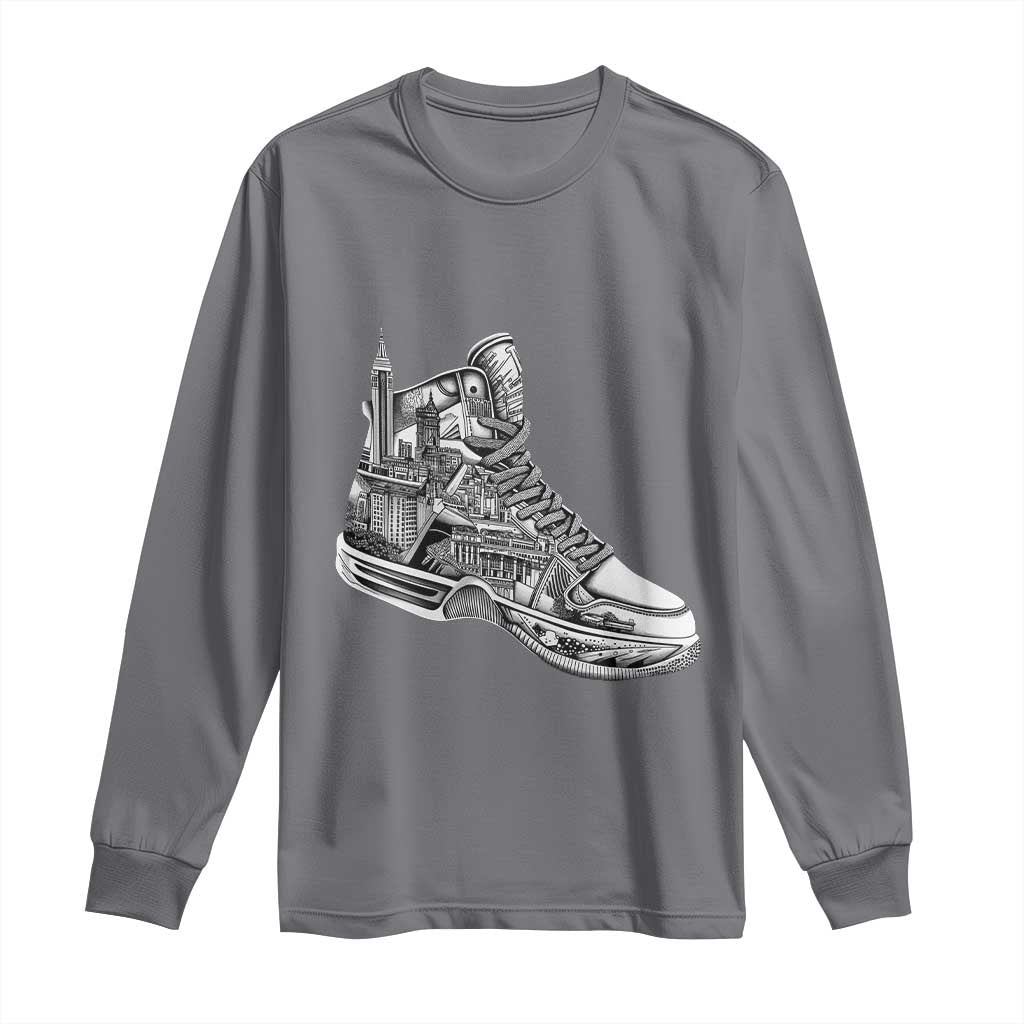 Sneaker Lover Long Sleeve Shirt Graphic New York Travel SNKR TS09 Charcoal Print Your Wear