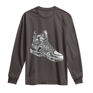 Sneaker Lover Long Sleeve Shirt Graphic New York Travel SNKR TS09 Dark Chocolate Print Your Wear