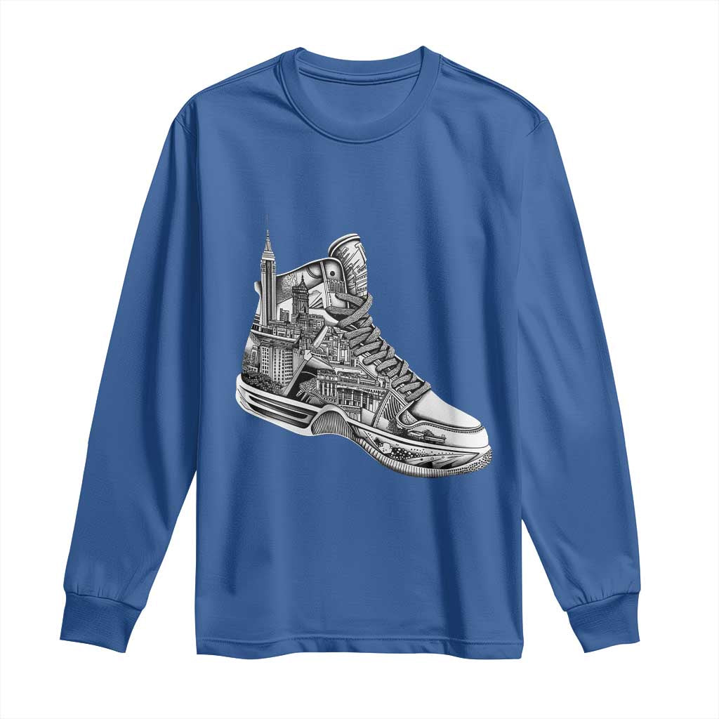 Sneaker Lover Long Sleeve Shirt Graphic New York Travel SNKR TS09 Royal Blue Print Your Wear