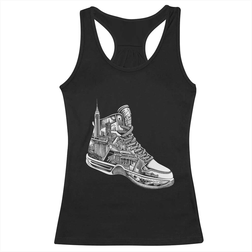 Sneaker Lover Racerback Tank Top Graphic New York Travel SNKR TS09 Black Print Your Wear