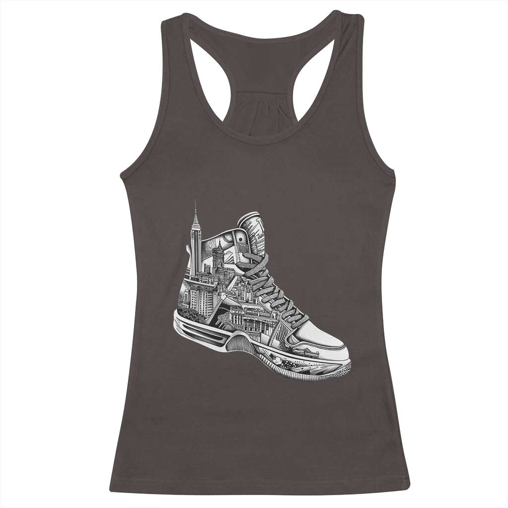 Sneaker Lover Racerback Tank Top Graphic New York Travel SNKR TS09 Dark Chocolate Print Your Wear