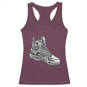 Sneaker Lover Racerback Tank Top Graphic New York Travel SNKR TS09 Maroon Print Your Wear