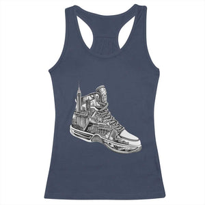 Sneaker Lover Racerback Tank Top Graphic New York Travel SNKR TS09 Navy Print Your Wear