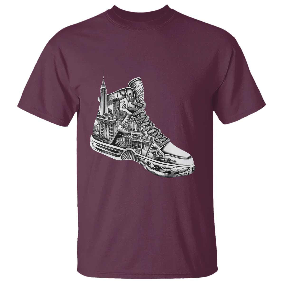Sneaker Lover T Shirt Graphic New York Travel SNKR TS09 Maroon Print Your Wear