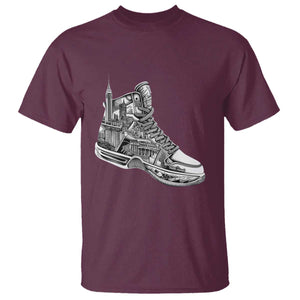 Sneaker Lover T Shirt Graphic New York Travel SNKR TS09 Maroon Print Your Wear
