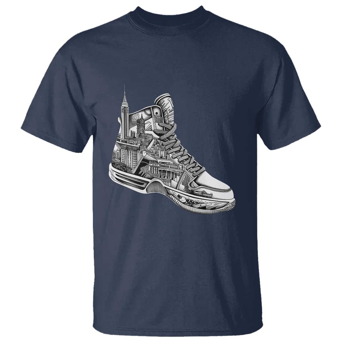 Sneaker Lover T Shirt Graphic New York Travel SNKR TS09 Navy Print Your Wear