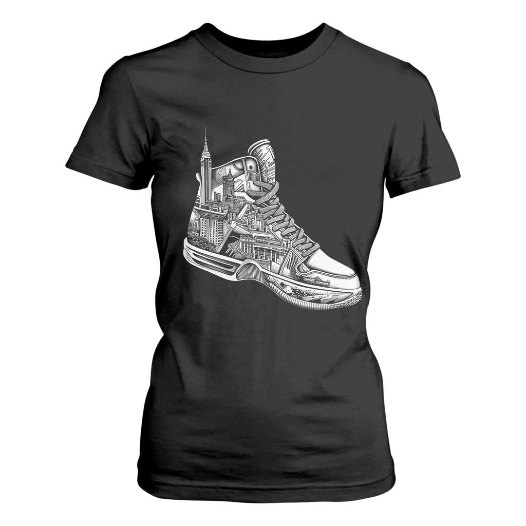 Sneaker Lover T Shirt For Women Graphic New York Travel SNKR TS09 Black Print Your Wear