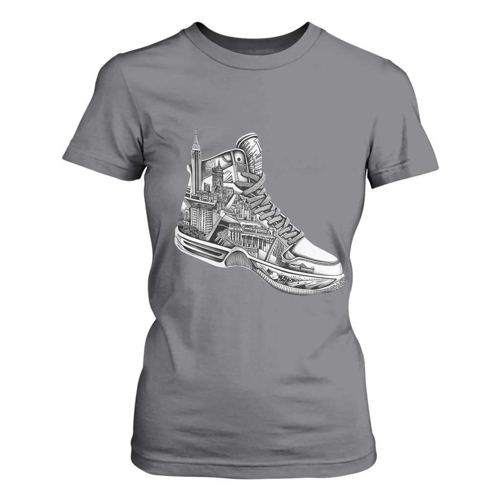 Sneaker Lover T Shirt For Women Graphic New York Travel SNKR TS09 Charcoal Print Your Wear