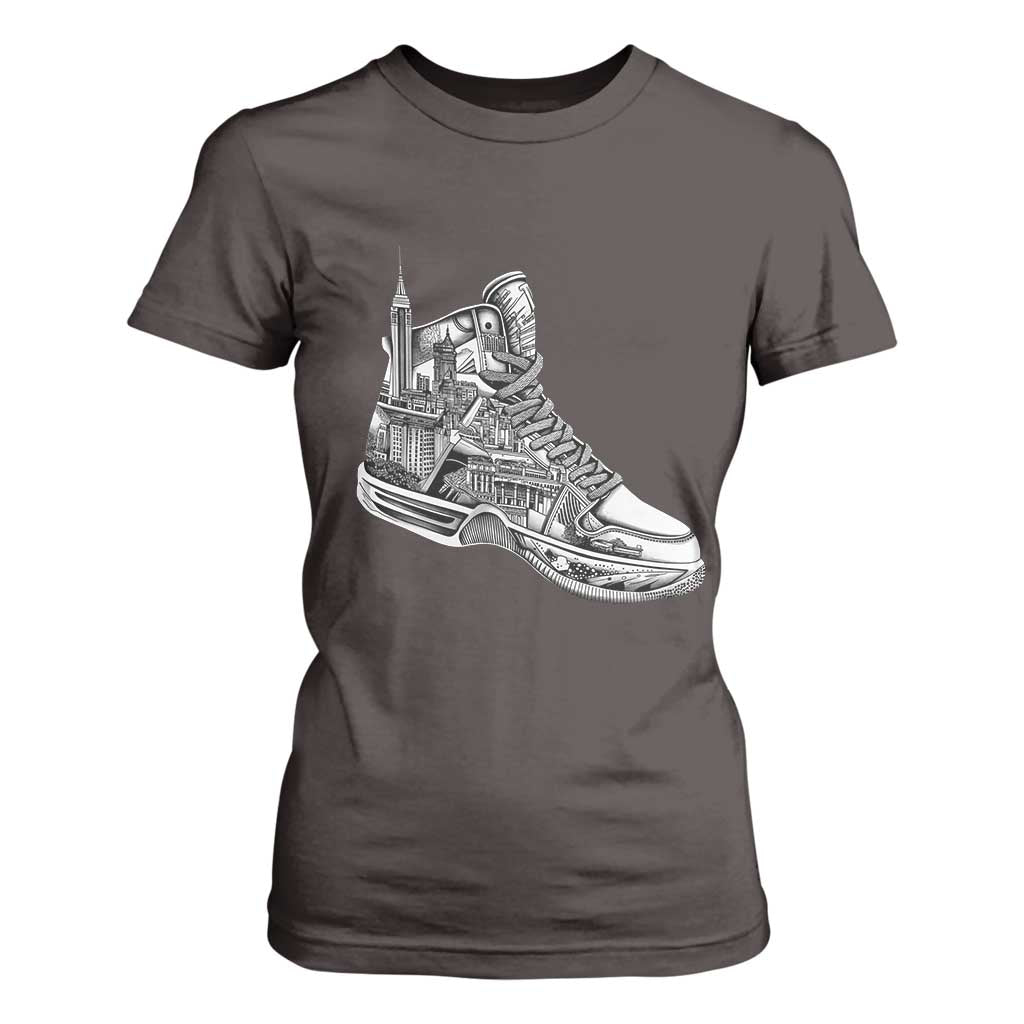 Sneaker Lover T Shirt For Women Graphic New York Travel SNKR TS09 Dark Chocolate Print Your Wear