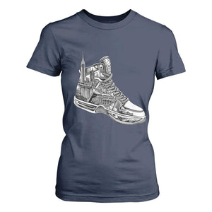 Sneaker Lover T Shirt For Women Graphic New York Travel SNKR TS09 Navy Print Your Wear