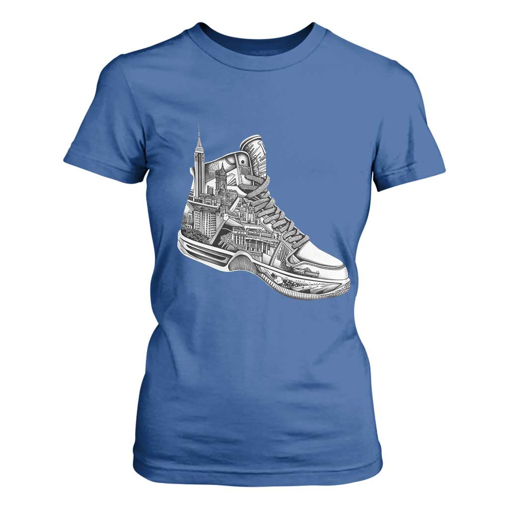 Sneaker Lover T Shirt For Women Graphic New York Travel SNKR TS09 Royal Blue Print Your Wear