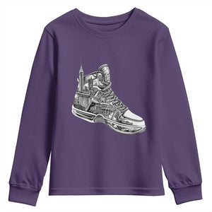 Sneaker Lover Youth Sweatshirt Graphic New York Travel SNKR TS09 Purple Print Your Wear