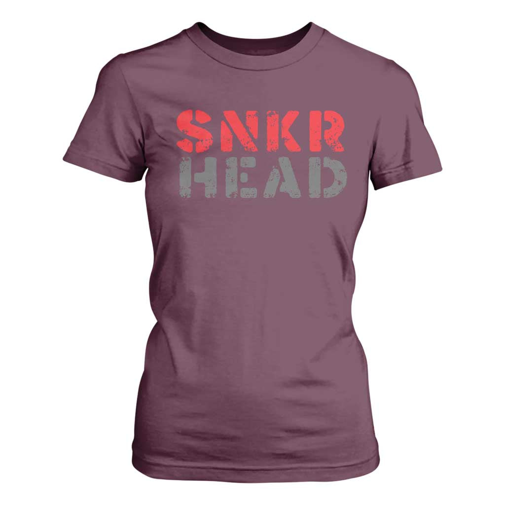 Sneaker Lover T Shirt For Women SNKR Head TS09 Maroon Print Your Wear