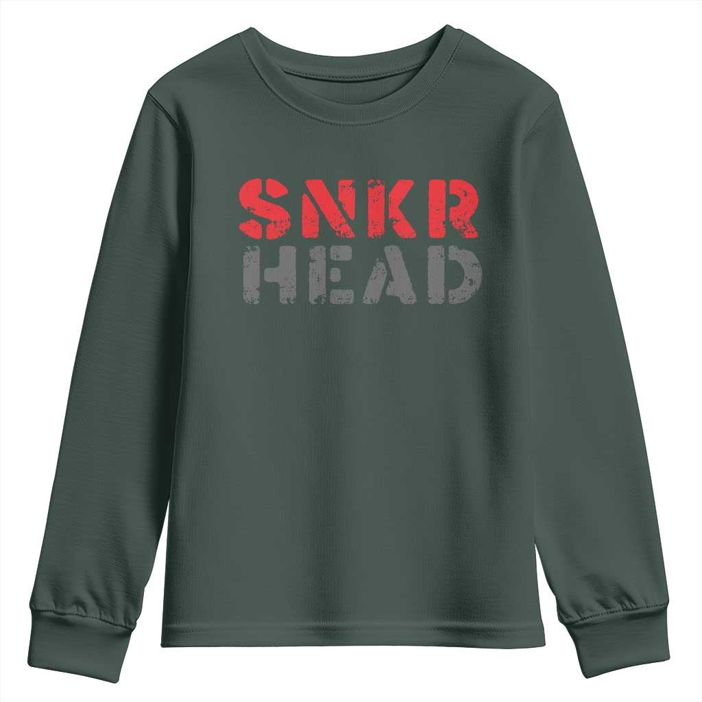 Sneaker Lover Youth Sweatshirt SNKR Head TS09 Dark Forest Green Print Your Wear