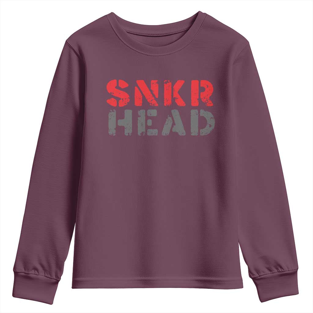 Sneaker Lover Youth Sweatshirt SNKR Head TS09 Maroon Print Your Wear