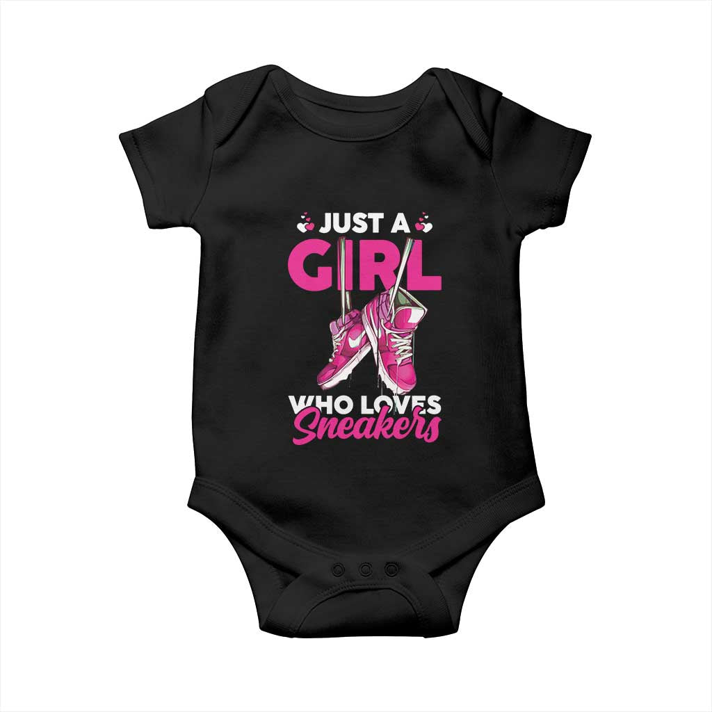 Just A Girl Who Loves Sneakers Baby Onesie TS09 Black Print Your Wear