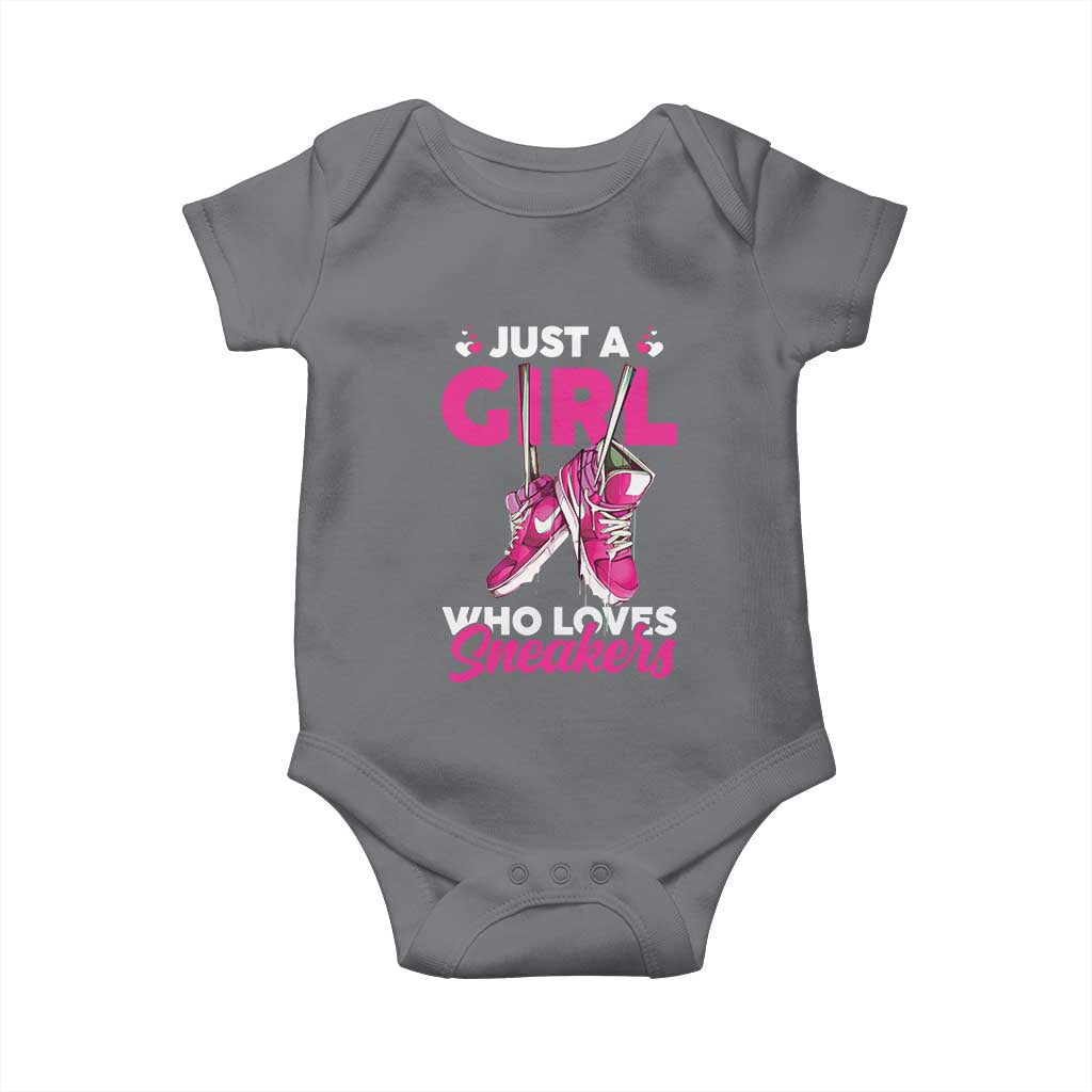 Just A Girl Who Loves Sneakers Baby Onesie TS09 Charcoal Print Your Wear