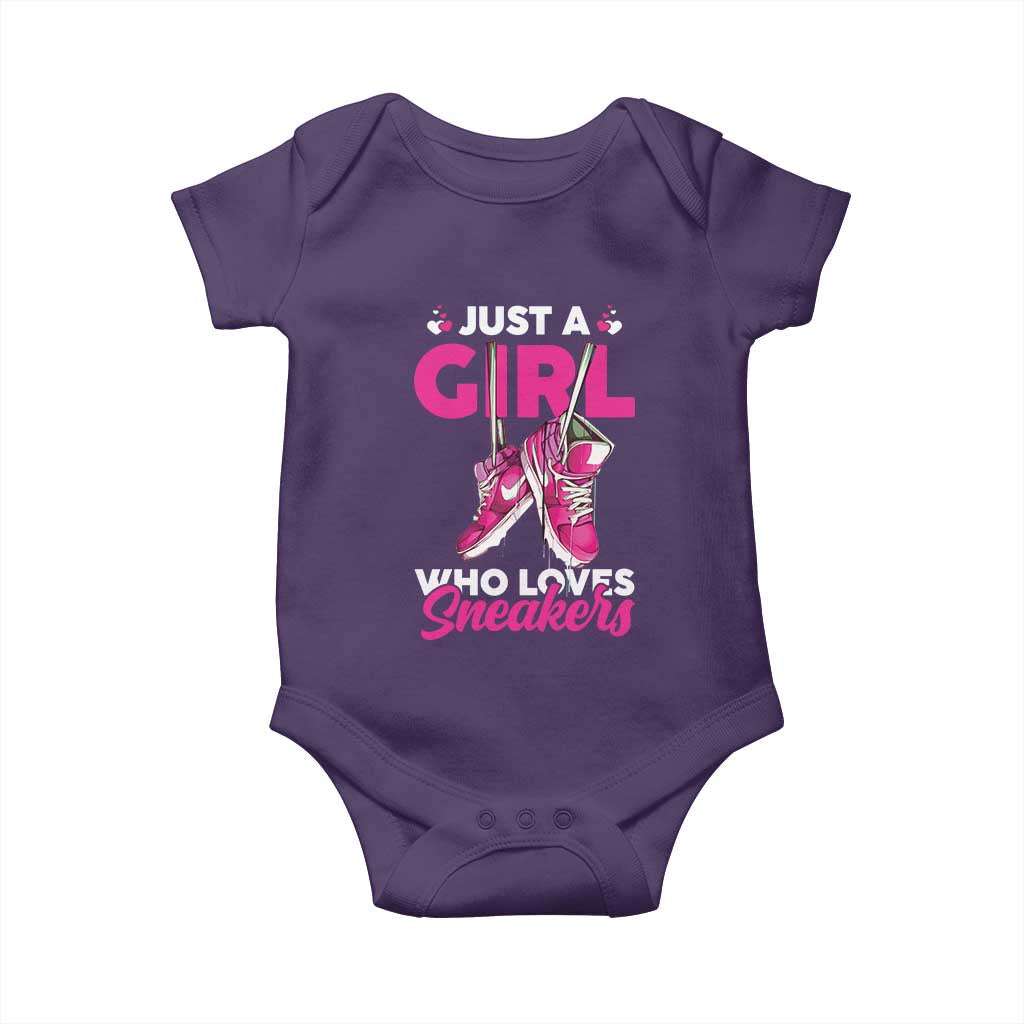 Just A Girl Who Loves Sneakers Baby Onesie TS09 Purple Print Your Wear