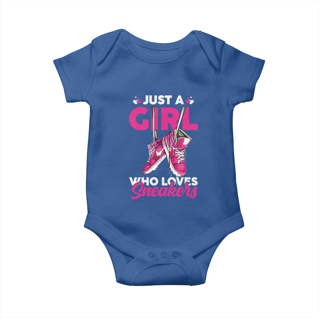 Just A Girl Who Loves Sneakers Baby Onesie TS09 Royal Blue Print Your Wear