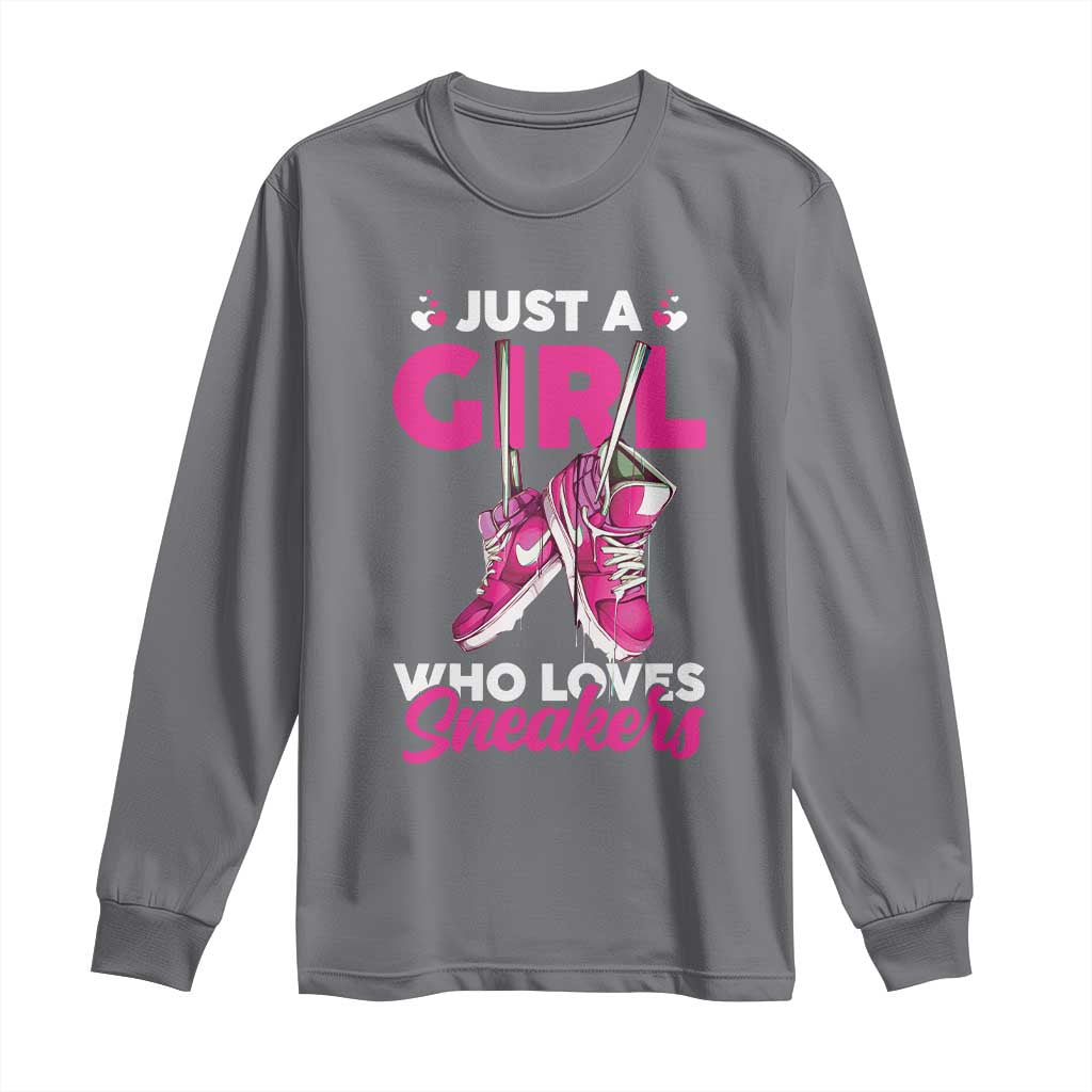 Just A Girl Who Loves Sneakers Long Sleeve Shirt TS09 Charcoal Print Your Wear