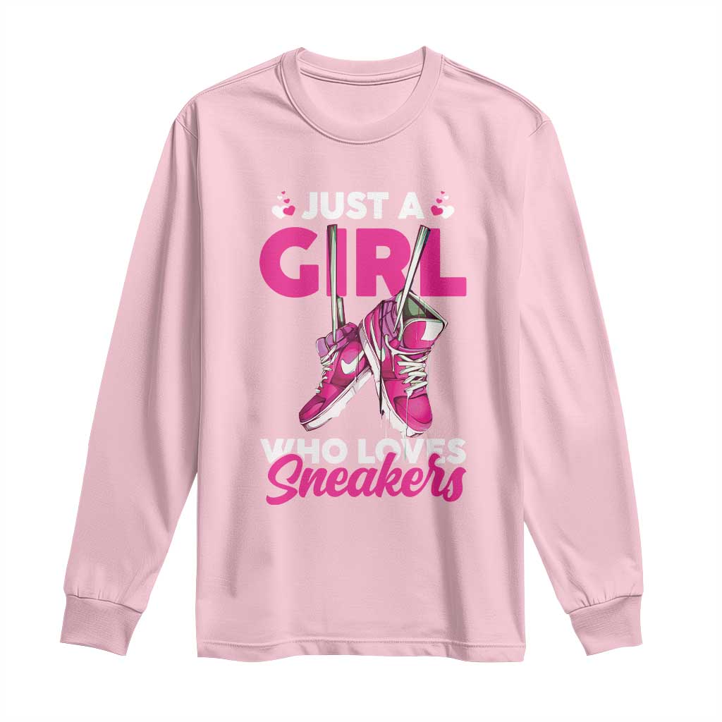 Just A Girl Who Loves Sneakers Long Sleeve Shirt TS09 Light Pink Print Your Wear
