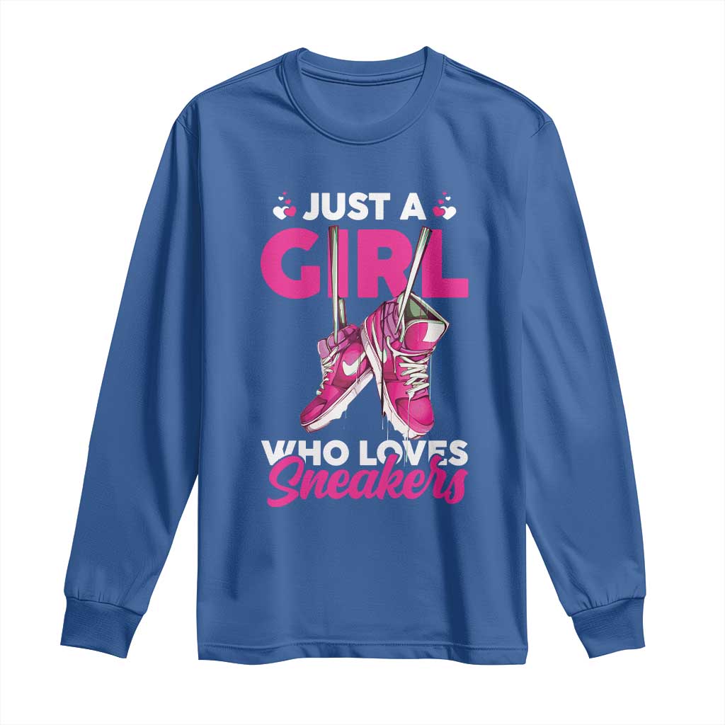 Just A Girl Who Loves Sneakers Long Sleeve Shirt TS09 Royal Blue Print Your Wear