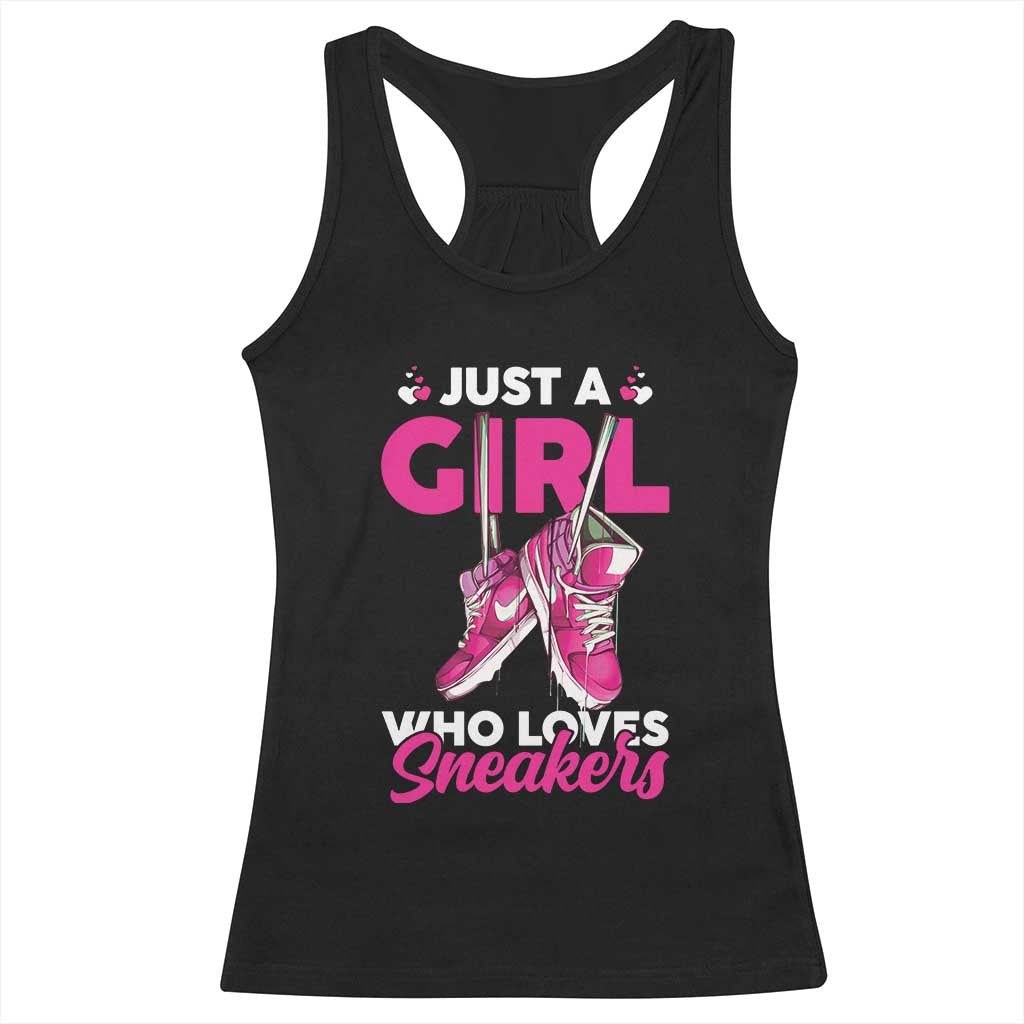 Just A Girl Who Loves Sneakers Racerback Tank Top TS09 Black Print Your Wear