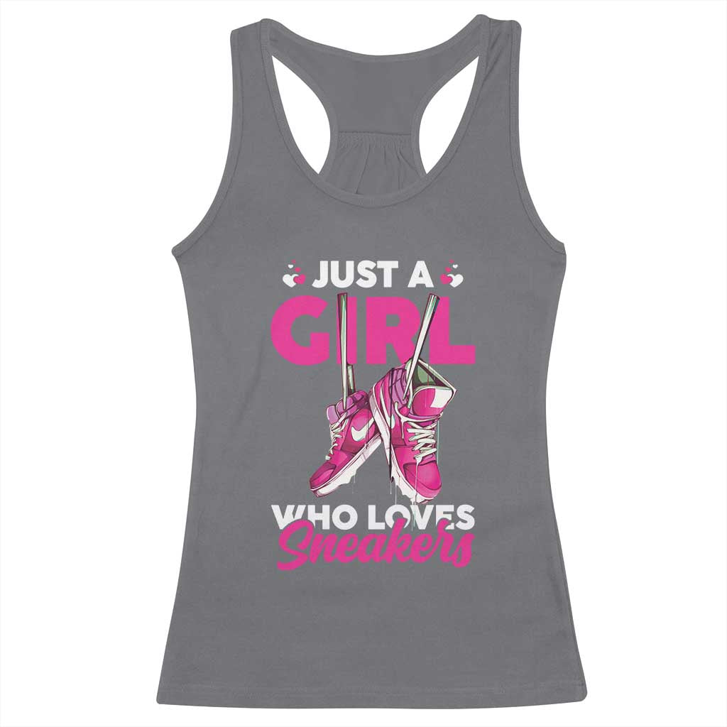Just A Girl Who Loves Sneakers Racerback Tank Top TS09 Charcoal Print Your Wear