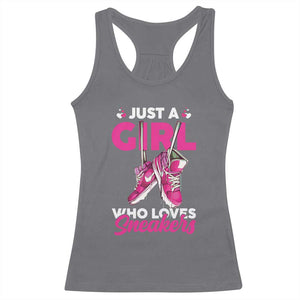 Just A Girl Who Loves Sneakers Racerback Tank Top TS09 Charcoal Print Your Wear