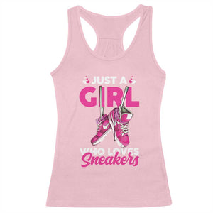 Just A Girl Who Loves Sneakers Racerback Tank Top TS09 Light Pink Print Your Wear