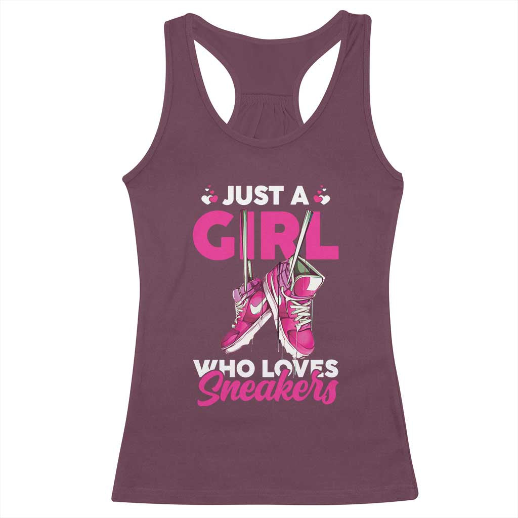 Just A Girl Who Loves Sneakers Racerback Tank Top TS09 Maroon Print Your Wear