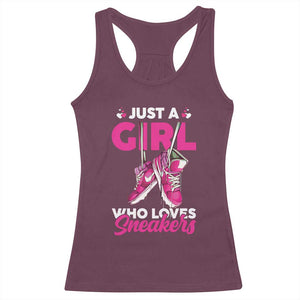 Just A Girl Who Loves Sneakers Racerback Tank Top TS09 Maroon Print Your Wear