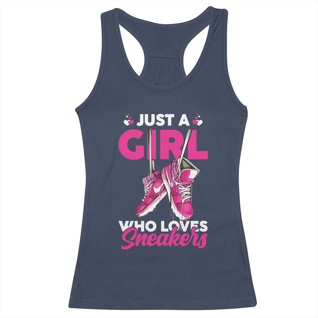Just A Girl Who Loves Sneakers Racerback Tank Top TS09 Navy Print Your Wear