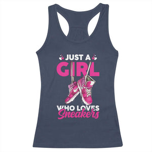 Just A Girl Who Loves Sneakers Racerback Tank Top TS09 Navy Print Your Wear