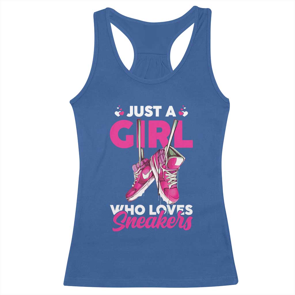 Just A Girl Who Loves Sneakers Racerback Tank Top TS09 Royal Blue Print Your Wear